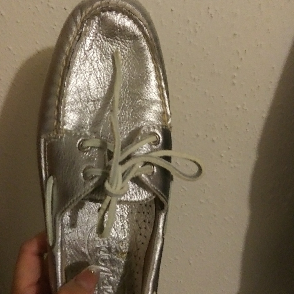 Leather silver shoes